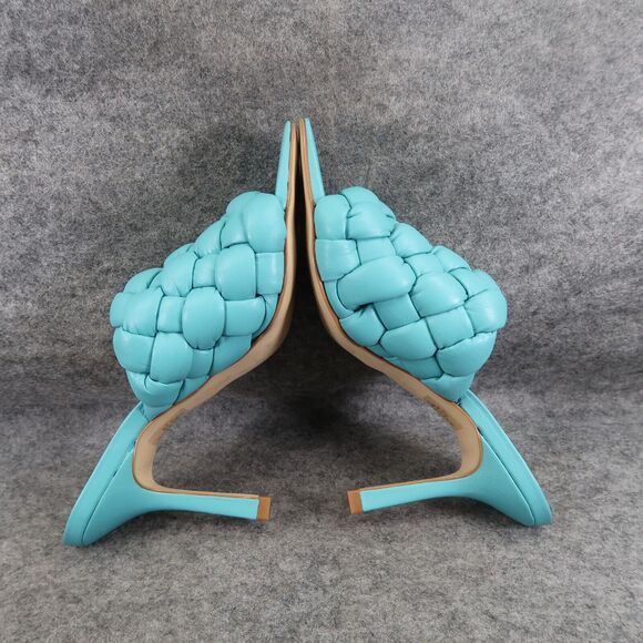 Marc Fisher Shoes Womens 7.5 Sandal Mule Dakina Heels Woven Leather Square Toe - Picture 12 of 15